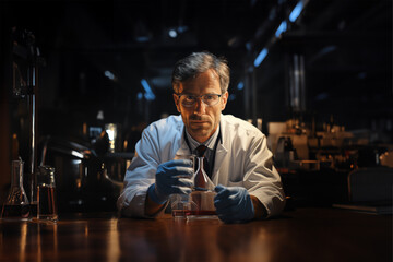 Portrait of a scientist working in his laboratory. Generative ai image.