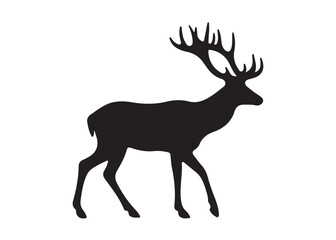 isolated black silhouette of a deer collection, deer silhouette vector.