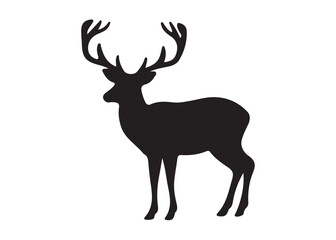 isolated black silhouette of a deer collection, deer silhouette vector.