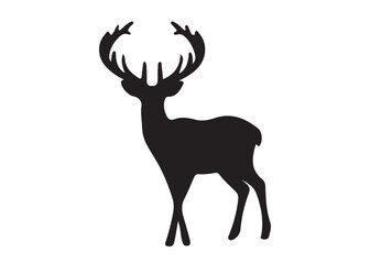 isolated black silhouette of a deer collection, deer silhouette vector.