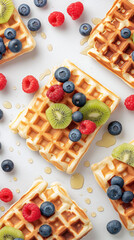 Belgian waffles with fresh fruit from overhead