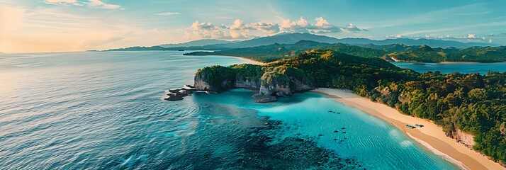 Aerial view of a tropical beach Uson Island of the Philippines realistic nature and landscape - Powered by Adobe