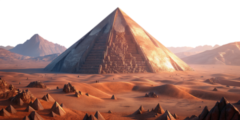 pyramide in wüste sandwüste transparentem hintergrund ausgeschnitten