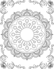 Printable Mandala Coloring Page for Adults. Educational Resources for School for Kids. Adults Coloring Book. Mandala Coloring Activity Worksheet.