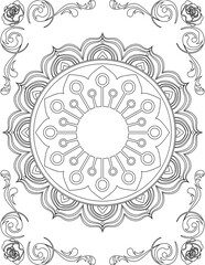 Printable Mandala Coloring Page for Adults. Educational Resources for School for Kids. Adults Coloring Book. Mandala Coloring Activity Worksheet.