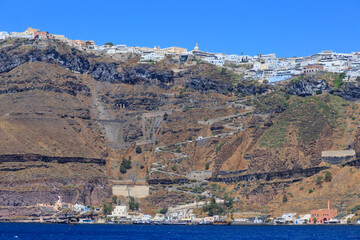 Townscape of Fira in Santorini Island, Greece.