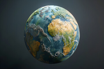 Realistic earth globe isolated on dark background