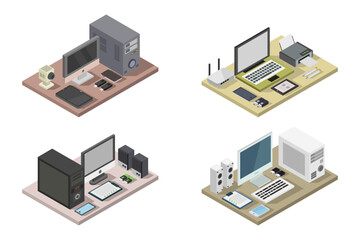 Isometric office desks