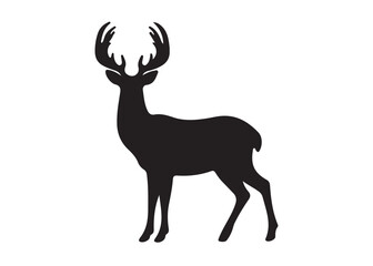isolated black silhouette of a deer collection, deer silhouette vector.