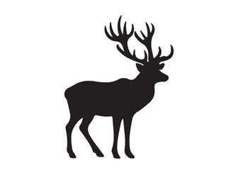 isolated black silhouette of a deer collection, deer silhouette vector.