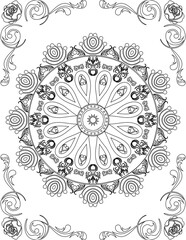 Printable Mandala Coloring Page for Adults. Educational Resources for School for Kids. Adults Coloring Book. Mandala Coloring Activity Worksheet.