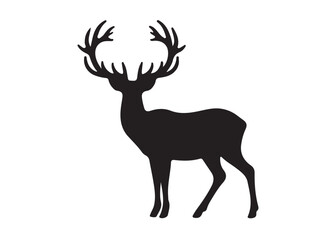 isolated black silhouette of a deer collection, deer silhouette vector.