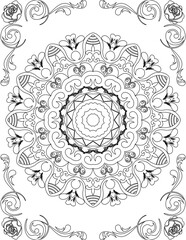 Printable Mandala Coloring Page for Adults. Educational Resources for School for Kids. Adults Coloring Book. Mandala Coloring Activity Worksheet.