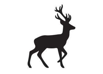 isolated black silhouette of a deer collection, deer silhouette vector.