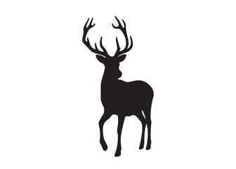 isolated black silhouette of a deer collection, deer silhouette vector.