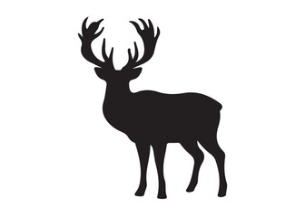 isolated black silhouette of a deer collection, deer silhouette vector.