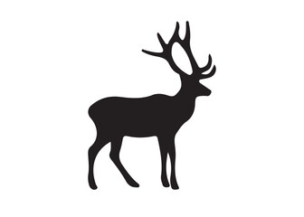 isolated black silhouette of a deer collection, deer silhouette vector.