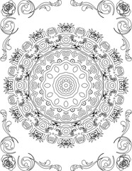 Printable Mandala Coloring Page for Adults. Educational Resources for School for Kids. Adults Coloring Book. Mandala Coloring Activity Worksheet.