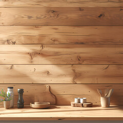 Stylish Wood-Paneled Counter for Culinary Creativity and Charm
