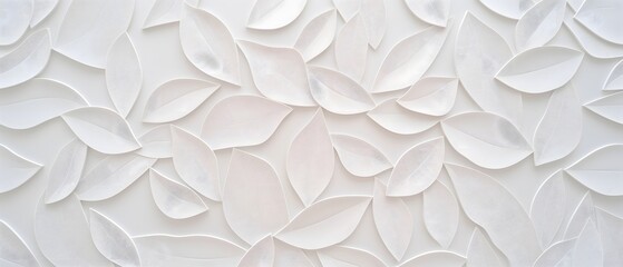 Obraz premium White geometric leaves 3d tiles texture Background banner panorama