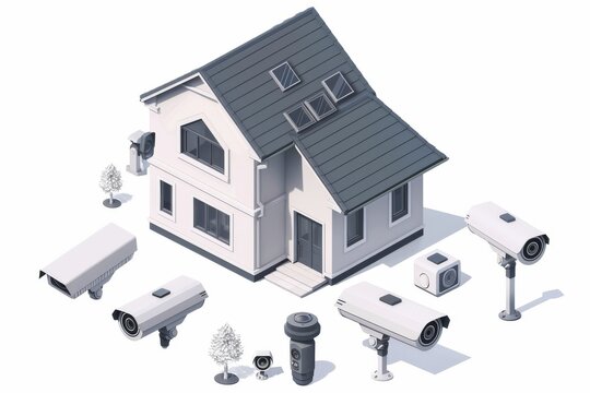 Surveillance technology at home uses cameras to observe surroundings, detect sounds, and ensure protection.