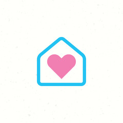 House with heart pictogram. Love home icon. Sweet home icon. Stock vector illustration isolated on white background.