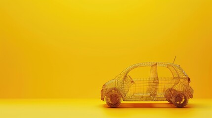 A township wire car on a copy space isolated on bright