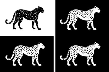 cheetah line art silhouette illustration