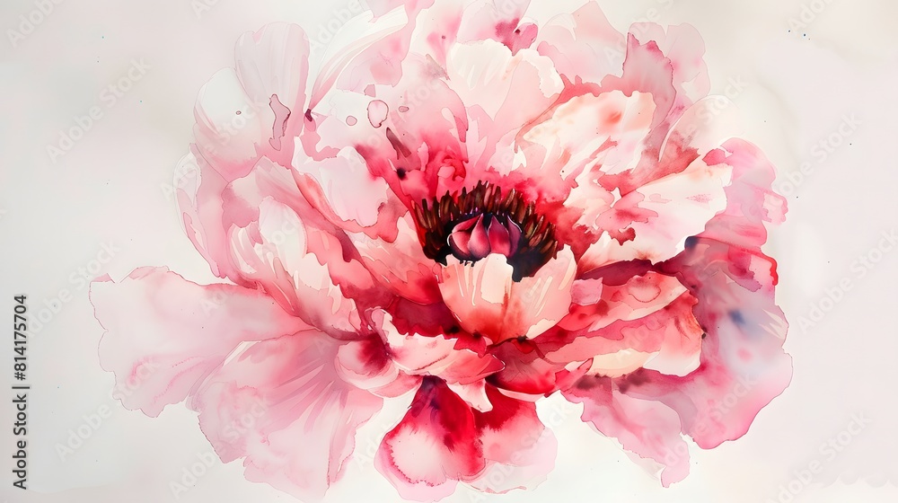 Sticker Water Coloured Peony Flower
