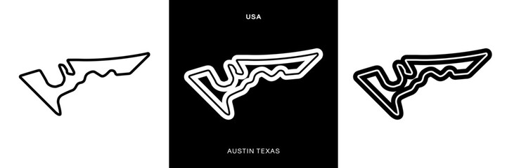 COTA Circuit Vector. Circuit of Americas Texas USA Circuit Race Track Illustration with Editable Stroke. Stock Vector.	
