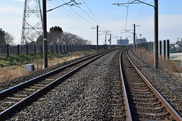 Fototapeta premium 常磐線の鉄道線路 茨城県