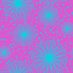 Simple floral seamless pattern with flowers for fabrics and cards and linens