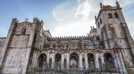 Fototapeta premium Baroque loggia on the side of Porto Cathedral, Portugal