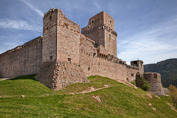 Assisi, Perugia, Umbria, Italy: the medieval castle Rocca Maggiore, an imposing fortification on...