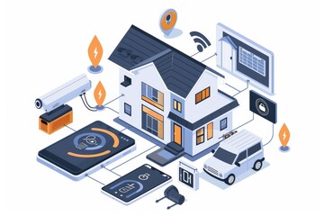 Obraz premium Video technology control in CCTV surveillance, smartphone-controlled security settings, app-enabled safeguard measures for privacy protection.