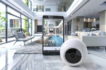 Monitored home security with automated alarm systems, smart camera setups, protective network measures, high-definition visual data.