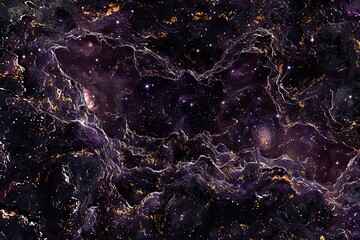 A galaxy filled with purple and black stars, showcasing the beauty and diversity of celestial formations in outer space. Generative AI