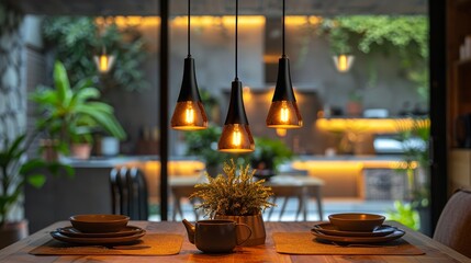 home lighting solutions, dimmable led pendant lights above dining table create ambiance for a memorable family dinner at home