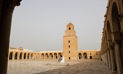 View on Great Mosque also known as Mosque of Uqba situated in Kairouan city, Tunisia