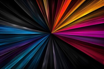 Illustration, modern background with rays or stripes from the center. Light effect texture on a black background.