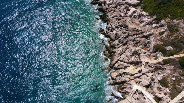 aeriel view of sea by cliff in Kes, Turkey