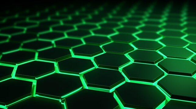 3d Abstract background formed from green hexagons , Glass green Pattern, Geometric Crystals, Abstract illustration images. High quality photo