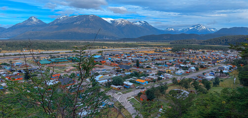 Aerial view of the town of Villa O'Higgins