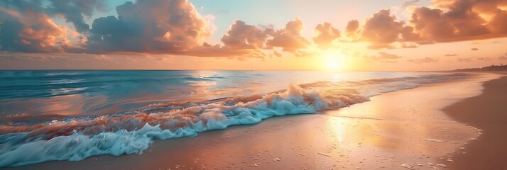 landscape on the beach of warm colors at sunset realistic nature and landscape