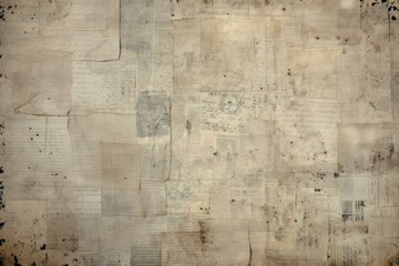 Fototapeta premium Textured collage of various old paper documents, faded manuscripts, and letters with vintage appeal