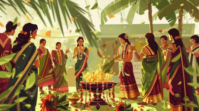 Close up view of Indian Hariyali Green Teej festival, Indian Shiv Ling celebration.Indian holiday. Ai generated