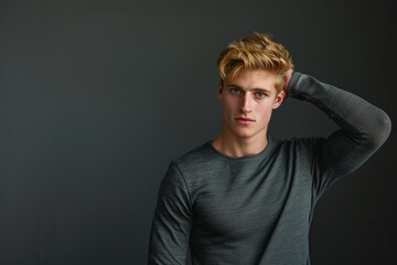 Obraz premium Man in Grey Shirt. Generative AI.