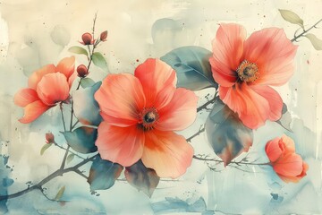 Floral art prints, soft watercolors, delicate, enhancing a serene bedroom decor