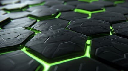 Fototapeta premium 3d Abstract background formed from green hexagons , Glass green Pattern, Geometric Crystals, Abstract illustration images. High quality photo