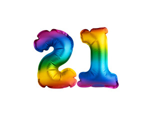 21 years - Multicolor balloon number 21 anniversary. Happy birthday congratulations